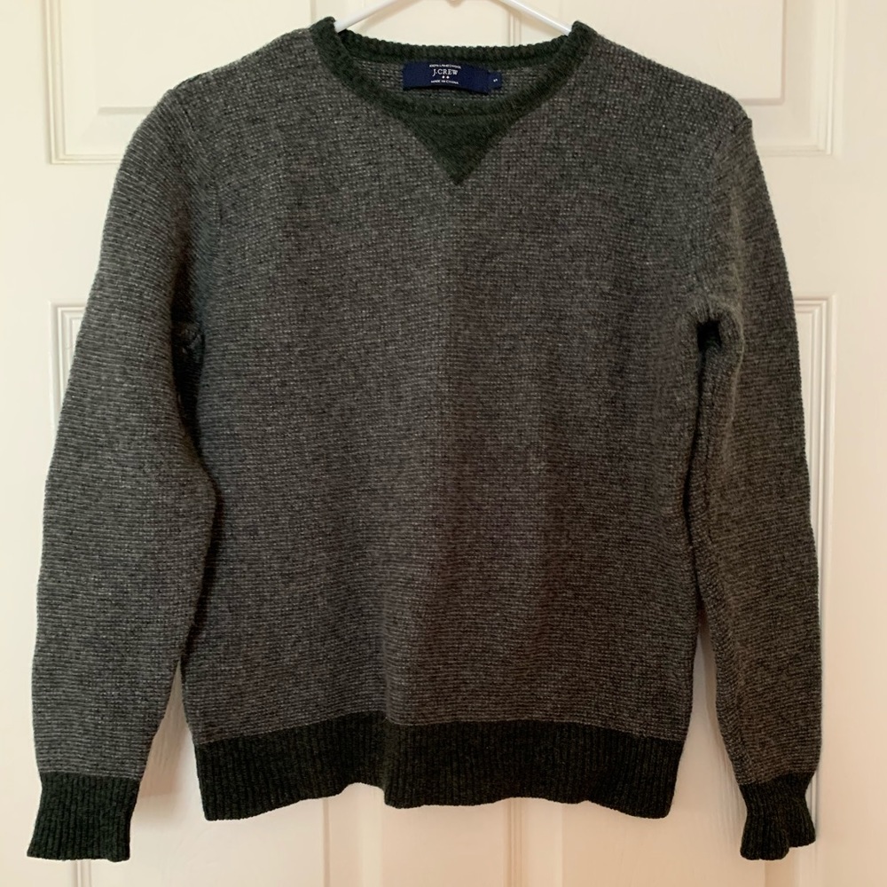 J Crew Lambswool Green Sweater